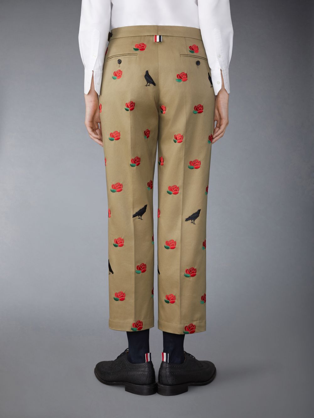 Thom Browne Cotton Twill Rose and Raven Chino Side Tab Donna Pantaloni Marroni | WHW87O77839