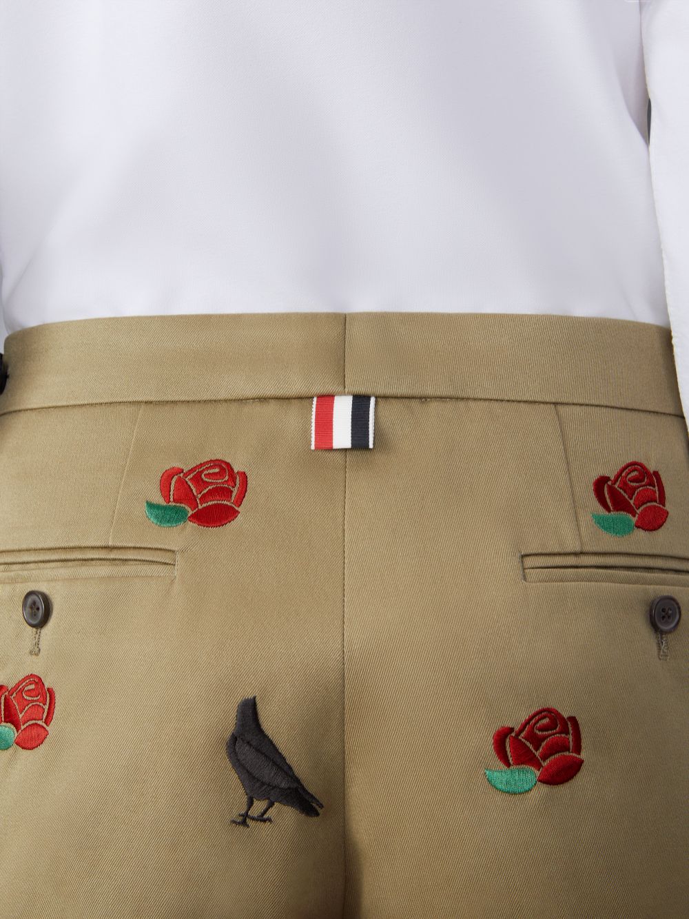 Thom Browne Cotton Twill Rose and Raven Chino Side Tab Donna Pantaloni Marroni | WHW87O77839