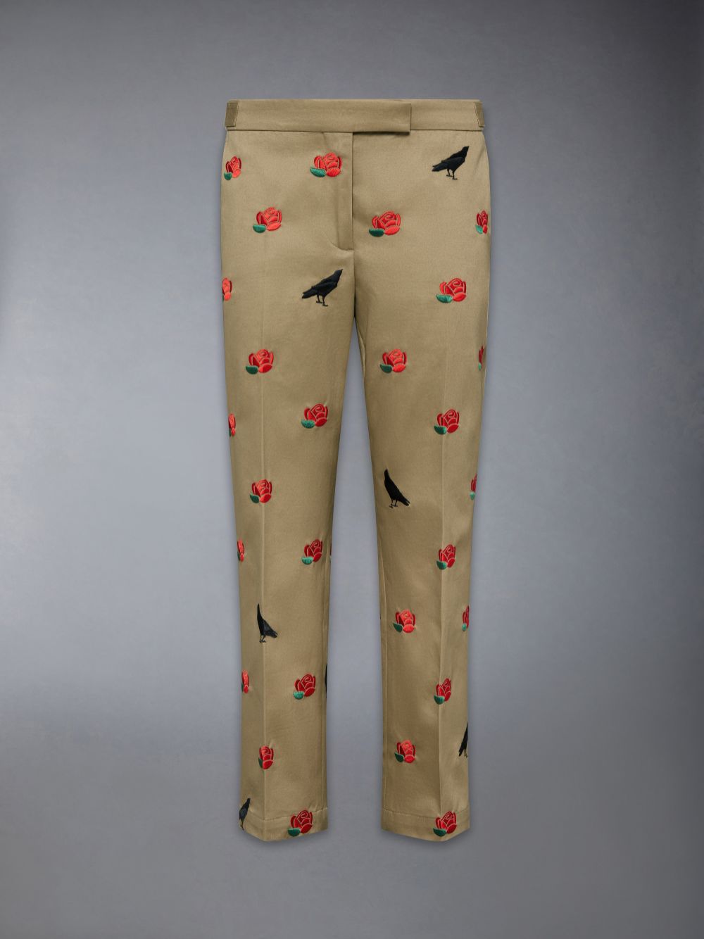 Thom Browne Cotton Twill Rose and Raven Chino Side Tab Donna Pantaloni Marroni | WHW87O77839