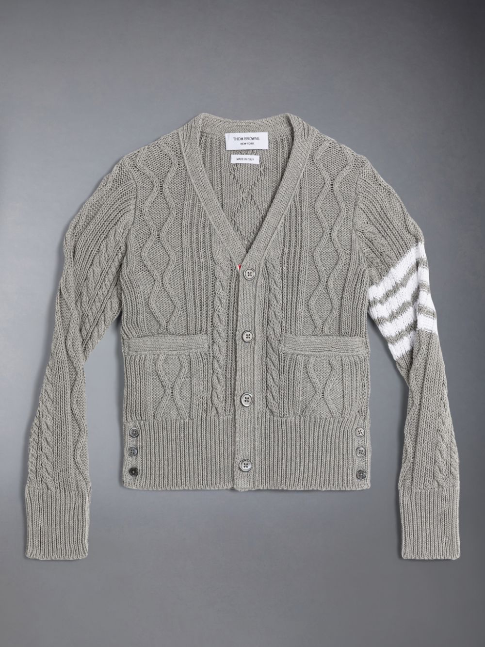 Thom Browne Cotton V-neck Ragazza Cardigan Grigie | UXT81R90072