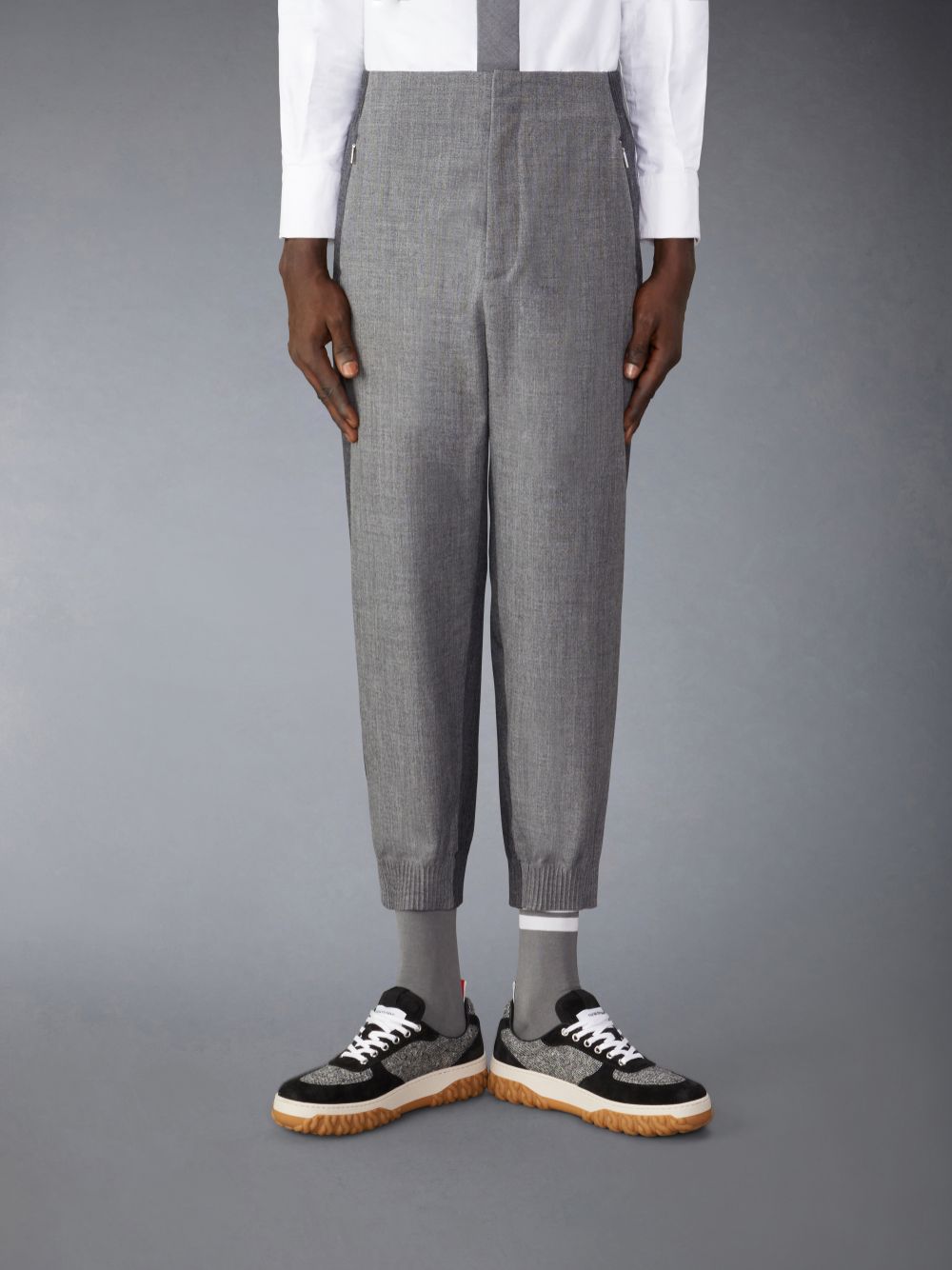 Thom Browne Crispy Wool Tracksuit Uomo Pantaloni Grigie | ROS88L71152