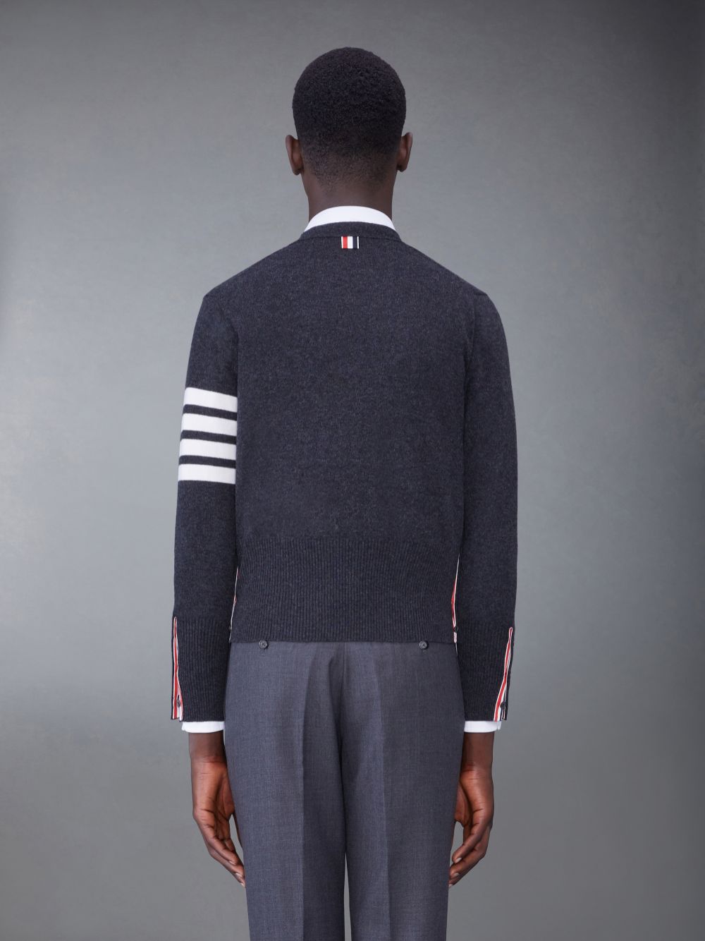 Thom Browne Dark Cashmere 4-bar V-neck Uomo Cardigan Grigie | JWW07U05273