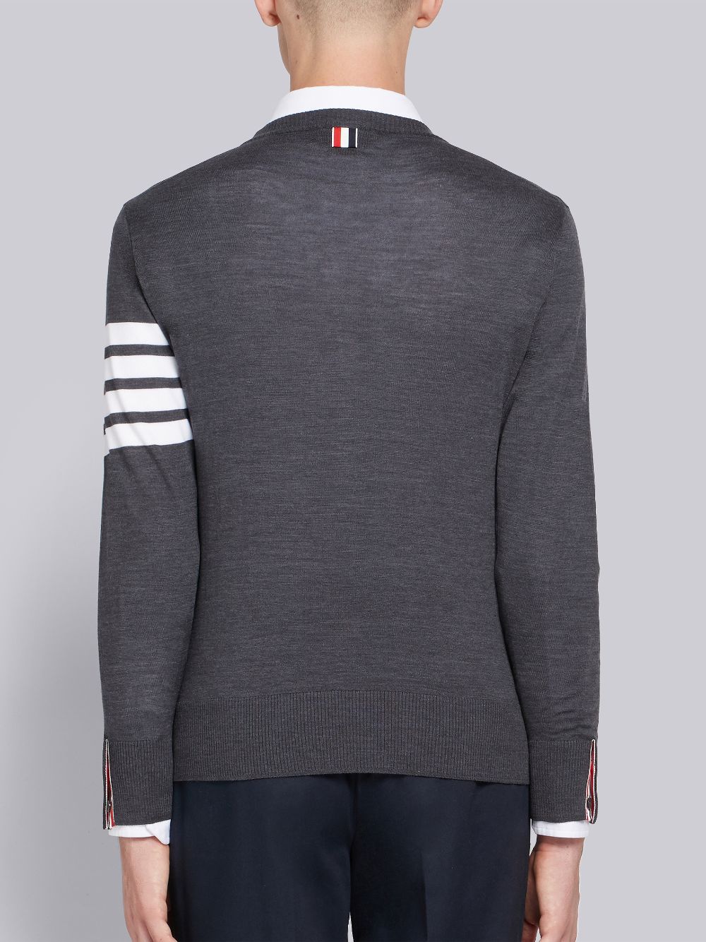 Thom Browne Dark Fine Merino Wool 4-Bar Crew Neck Uomo Pullover Grigie | NZF21Z45605