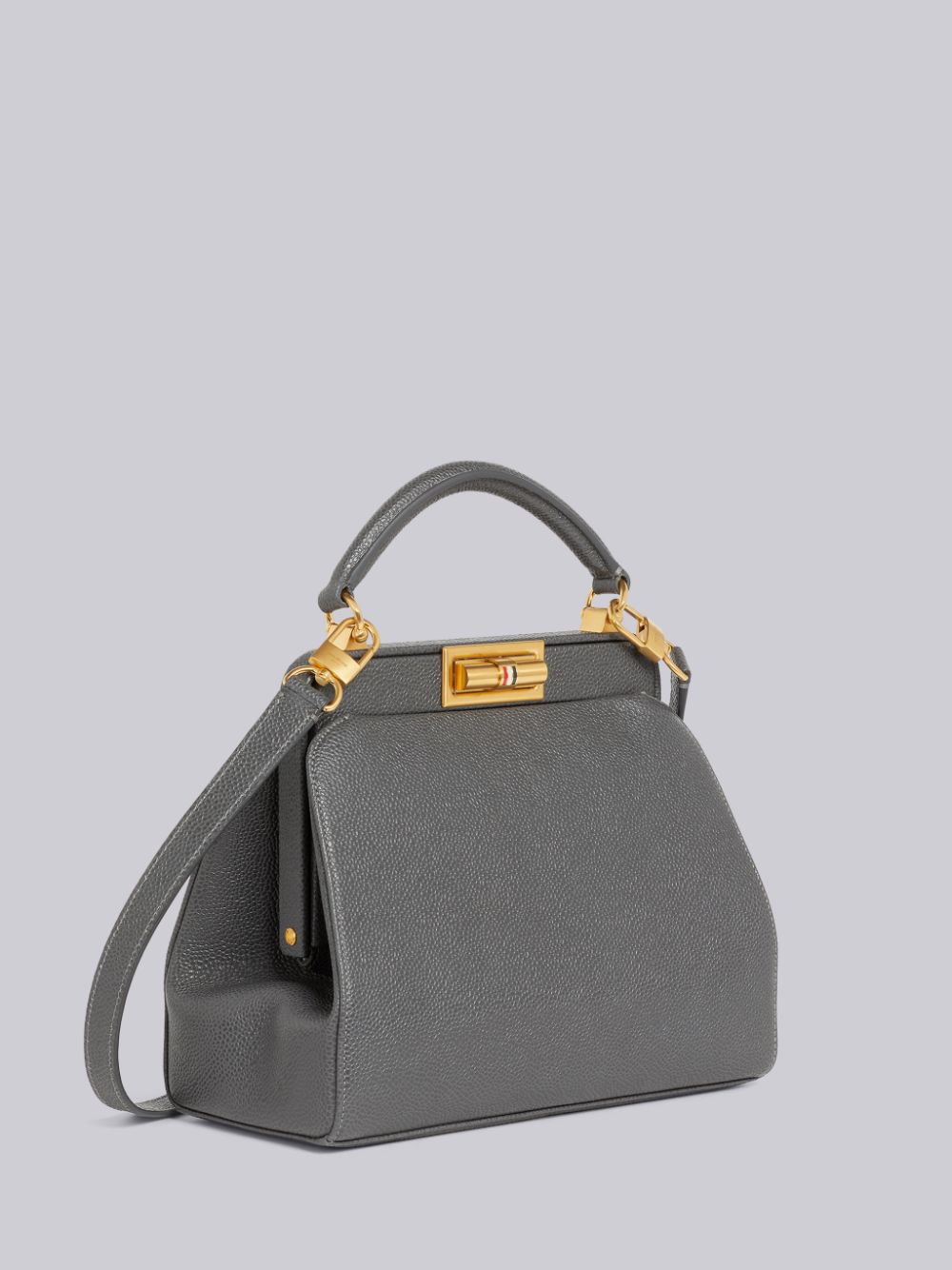 Thom Browne Dark Pebble Grain Leather Small Doctor Donna Borse Tote Grigie | DLX14J04654