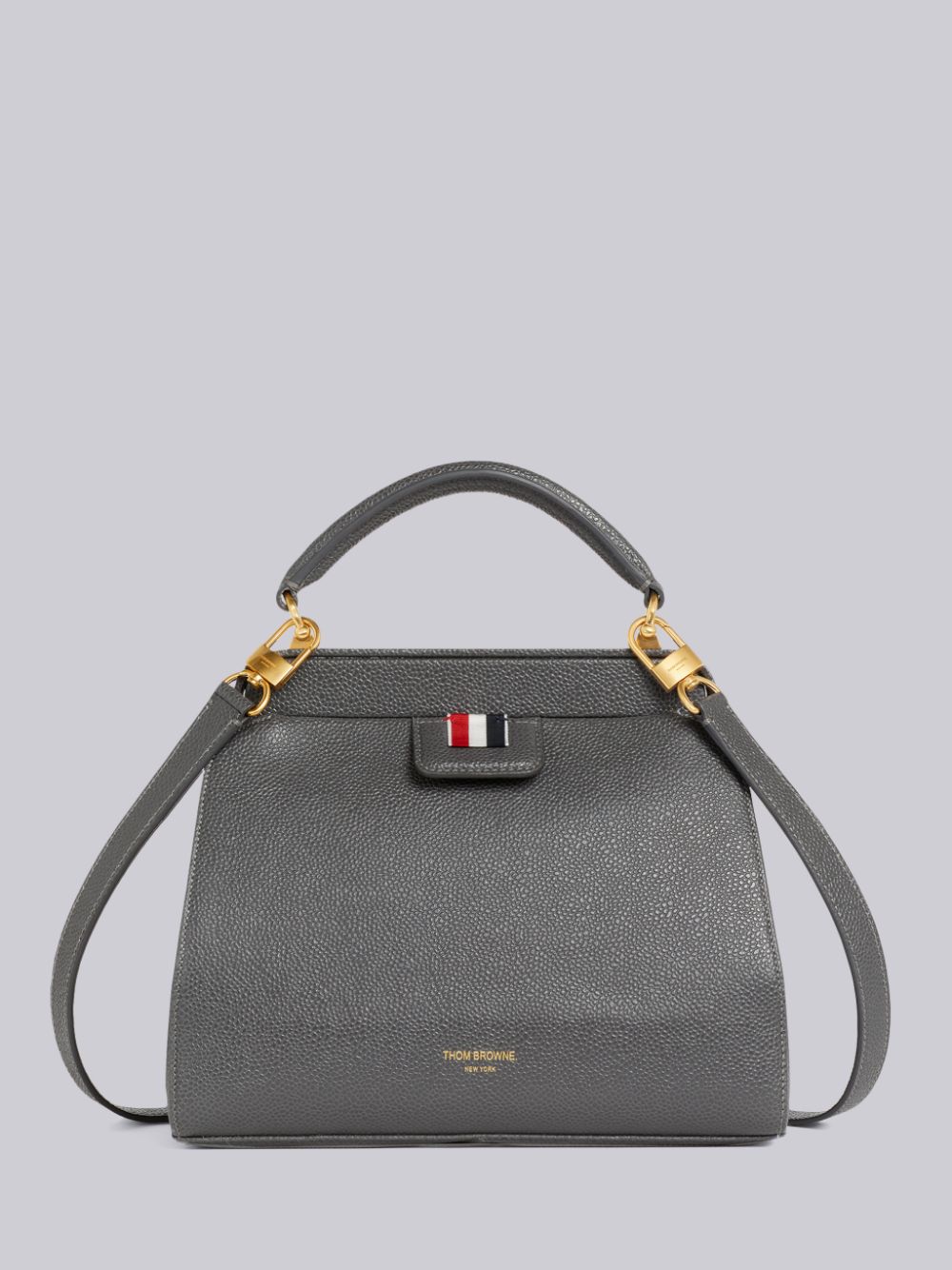 Thom Browne Dark Pebble Grain Leather Small Doctor Donna Borse Tote Grigie | DLX14J04654