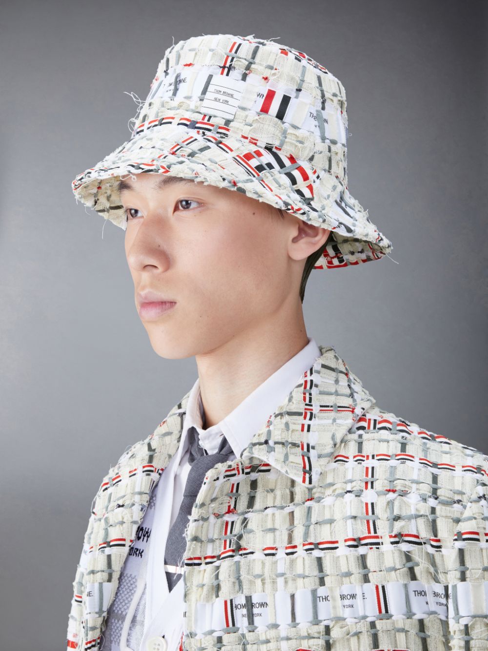 Thom Browne Deconstructed Tweed Uomo Cappello A Secchiello Arancioni | AQT69R54931