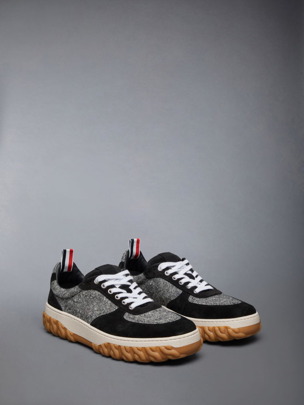 Thom Browne Donegal Tweed Cable Knit Sole Letterman Uomo Sneakers Nere | NNK03U89877