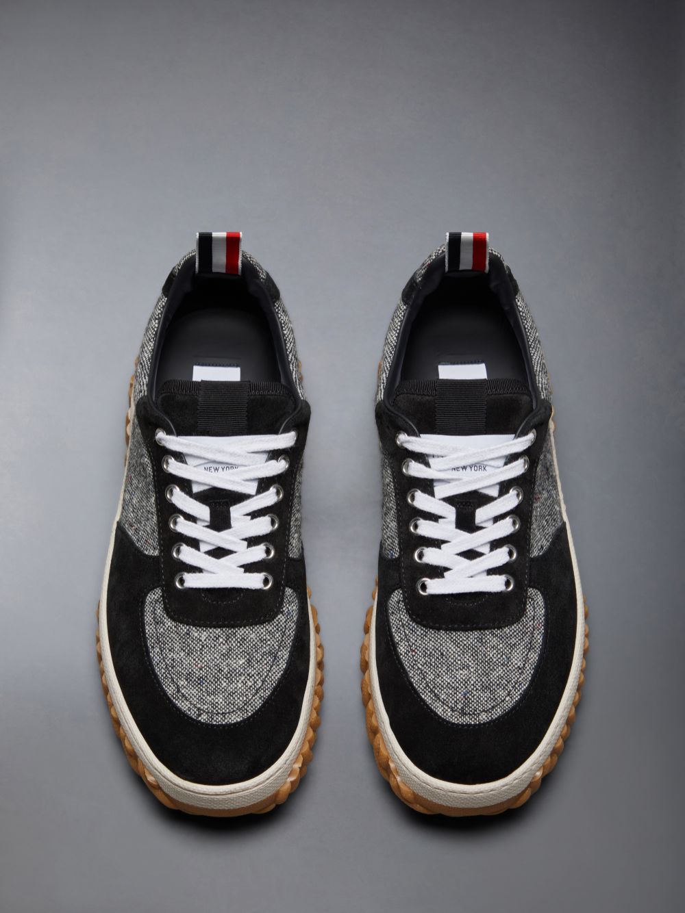 Thom Browne Donegal Tweed Cable Knit Sole Letterman Uomo Sneakers Nere | NNK03U89877