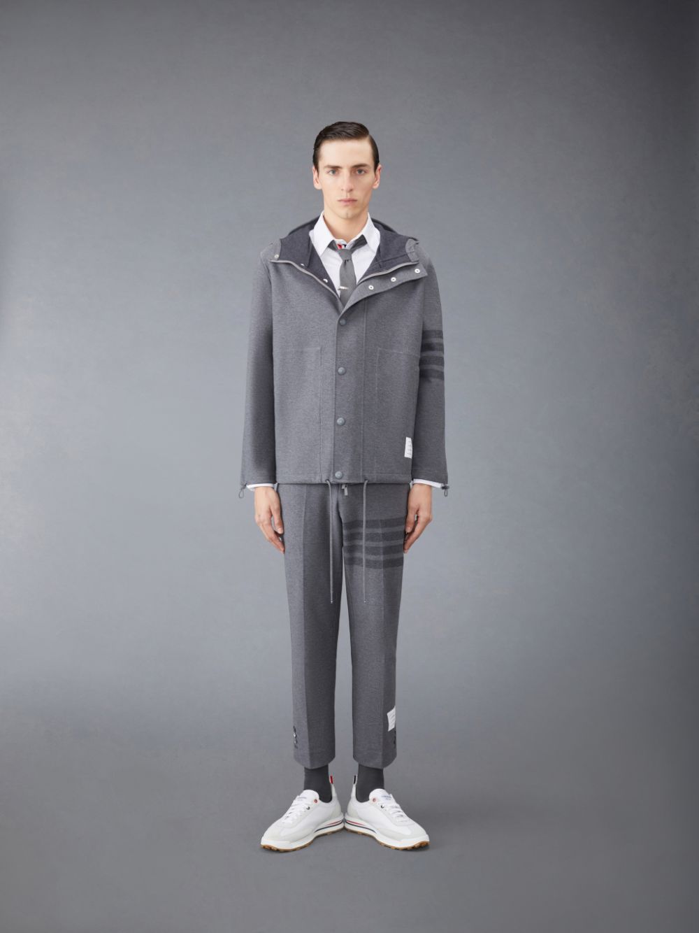 Thom Browne Double Face Tech Twill Slim Uomo Pantaloni Grigie | XTD75R00770