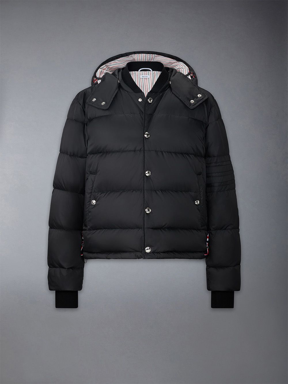 Thom Browne Downfilled 4-bar Hooded Bomber Uomo Giacche Nere | KPU93J16174