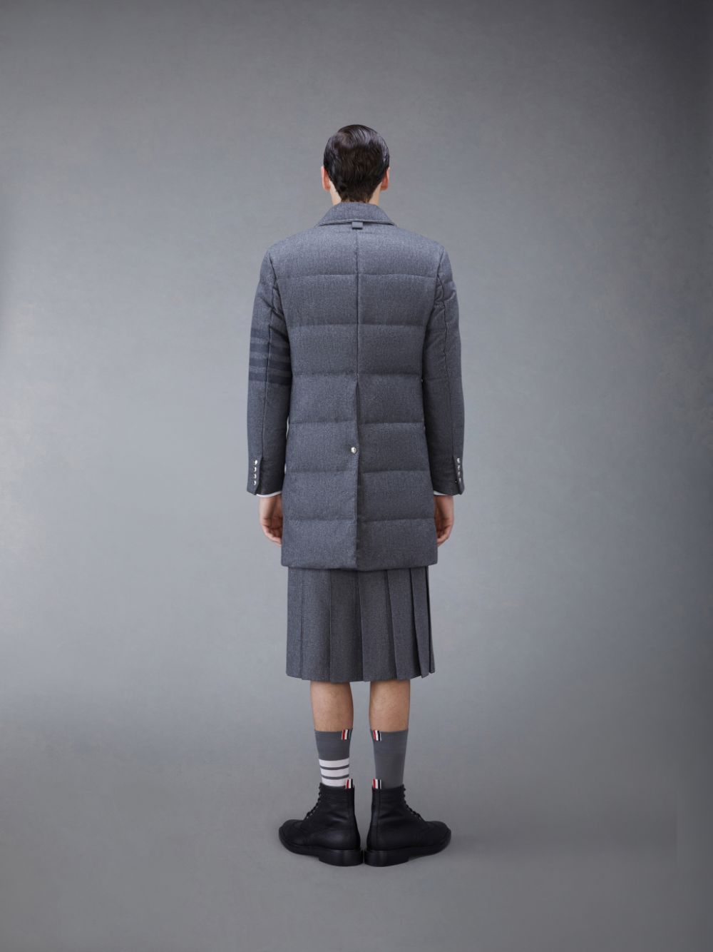 Thom Browne Downfilled Flannel 4-Bar Bal Collar Uomo Cappotti Grigie | PVH39U64200