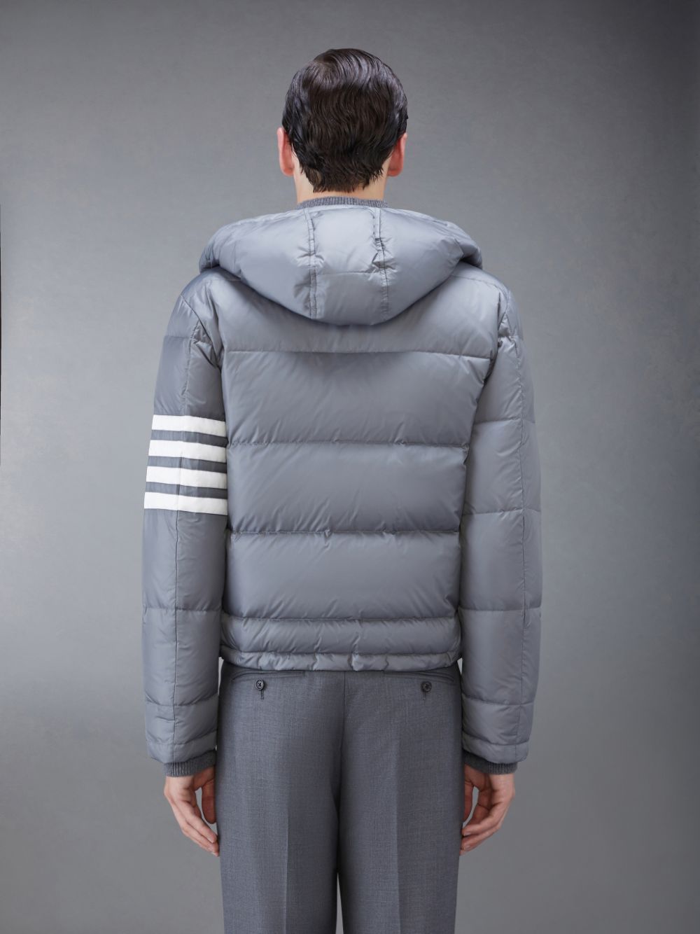 Thom Browne Downfilled Nylon 4-Bar Bomber Uomo Giacche Grigie | CZG01X45512