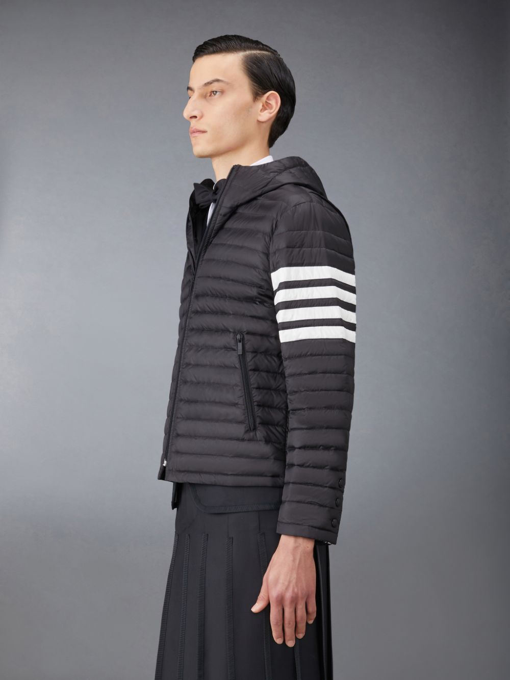 Thom Browne Downfilled Nylon Quilted Hooded Uomo Giacche Nere | JBD69X71468