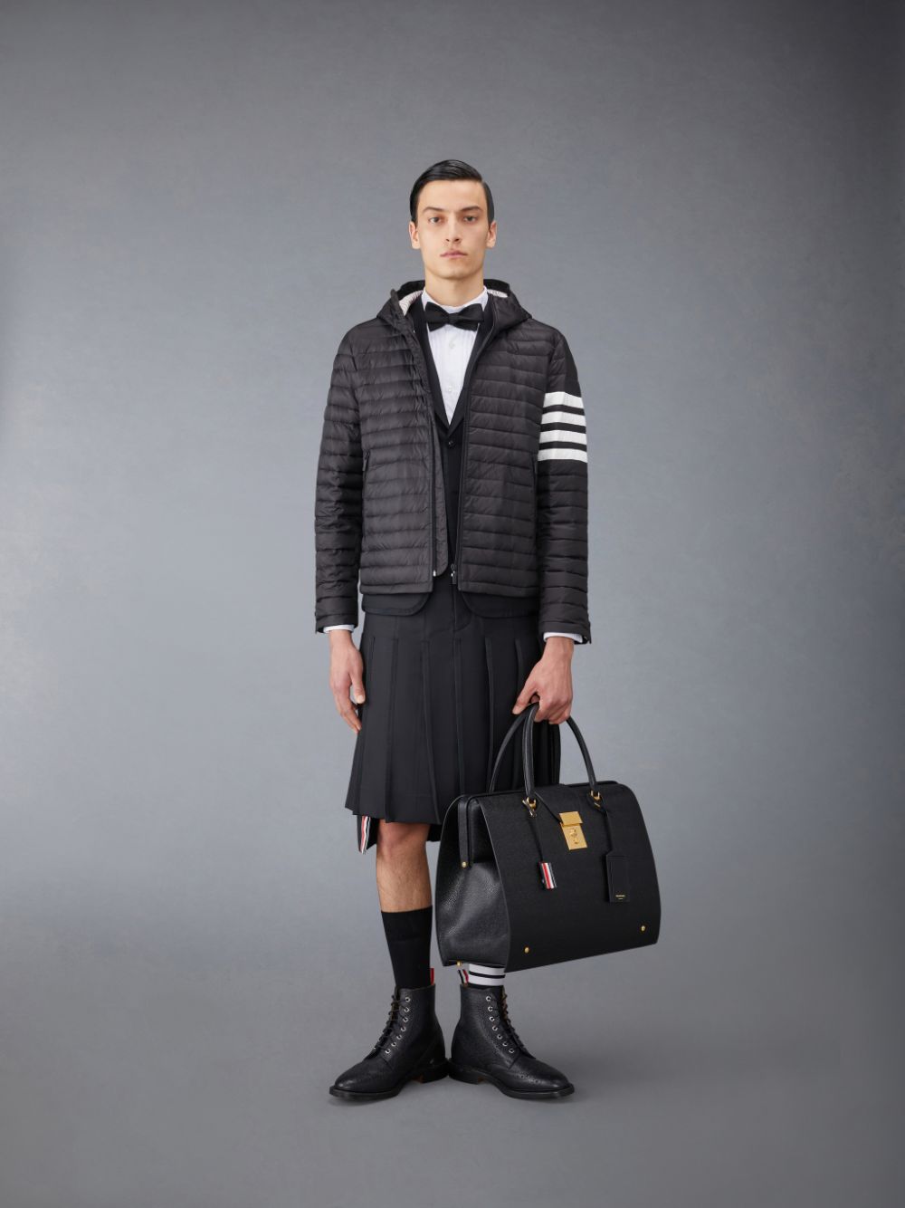 Thom Browne Downfilled Nylon Quilted Hooded Uomo Giacche Nere | JBD69X71468