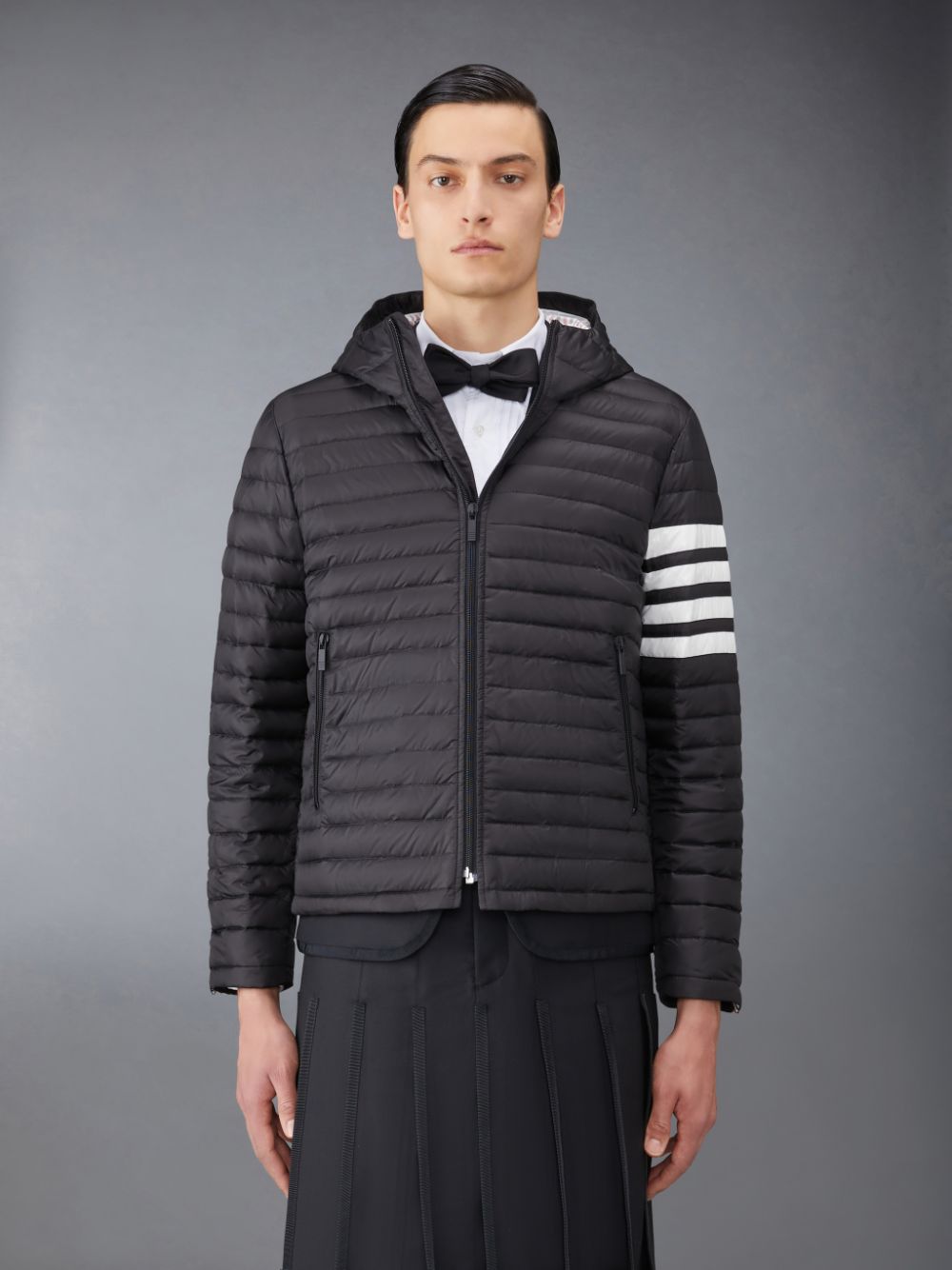 Thom Browne Downfilled Nylon Quilted Hooded Uomo Giacche Nere | JBD69X71468