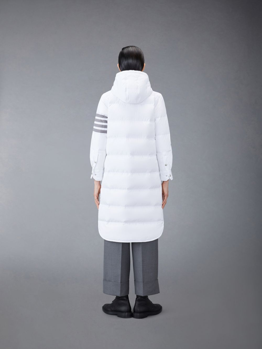 Thom Browne Downfilled Ripstop 4-Bar Hooded Shirtdress Donna Cappotti Bianche | EGU59B83084