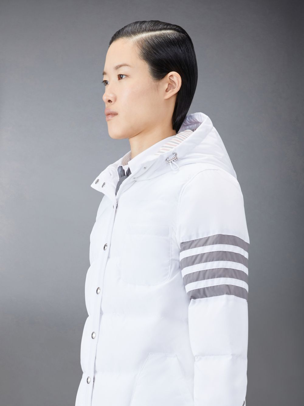 Thom Browne Downfilled Ripstop 4-Bar Hooded Shirtdress Donna Cappotti Bianche | EGU59B83084