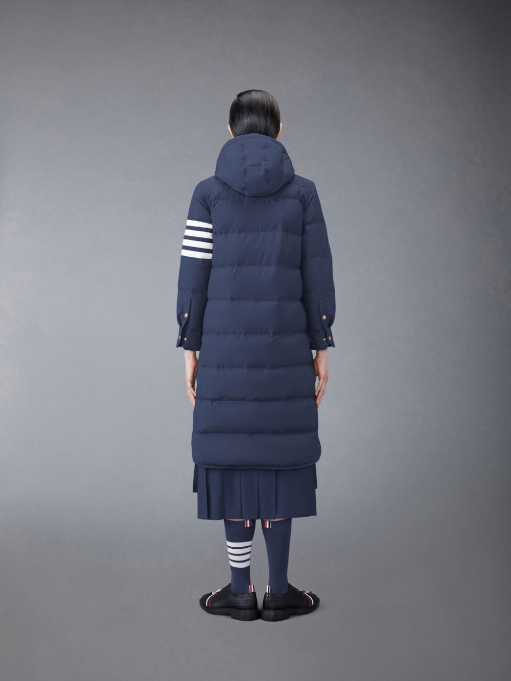 Thom Browne Downfilled Ripstop 4-Bar Hooded Shirtdress Donna Cappotti Blu | EWZ10E92627