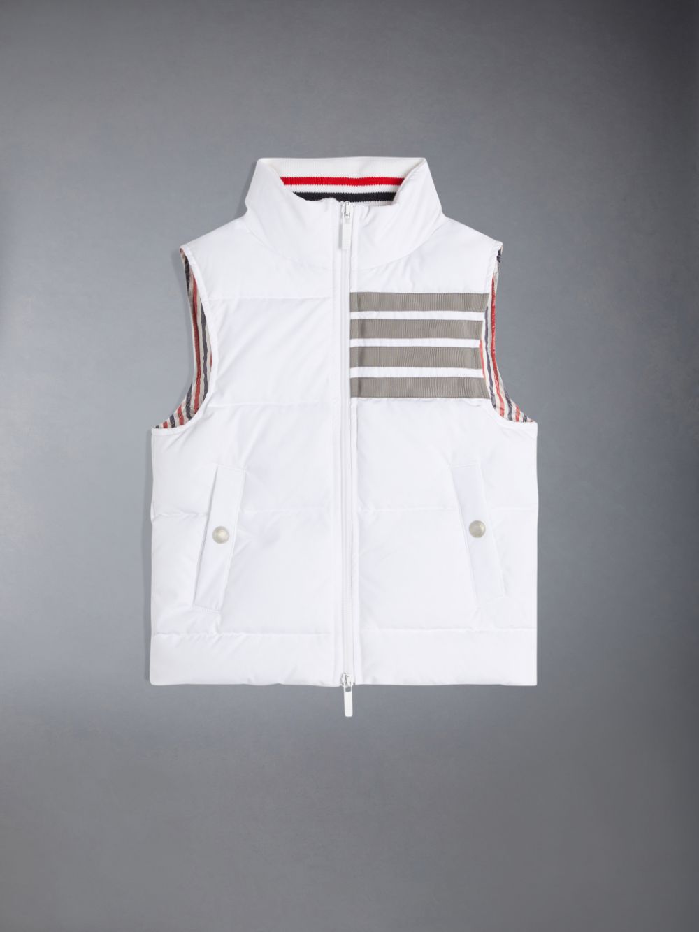 Thom Browne Downfilled Ripstop 4-Bar Ragazzo Gilet Bianche | APE26C64201