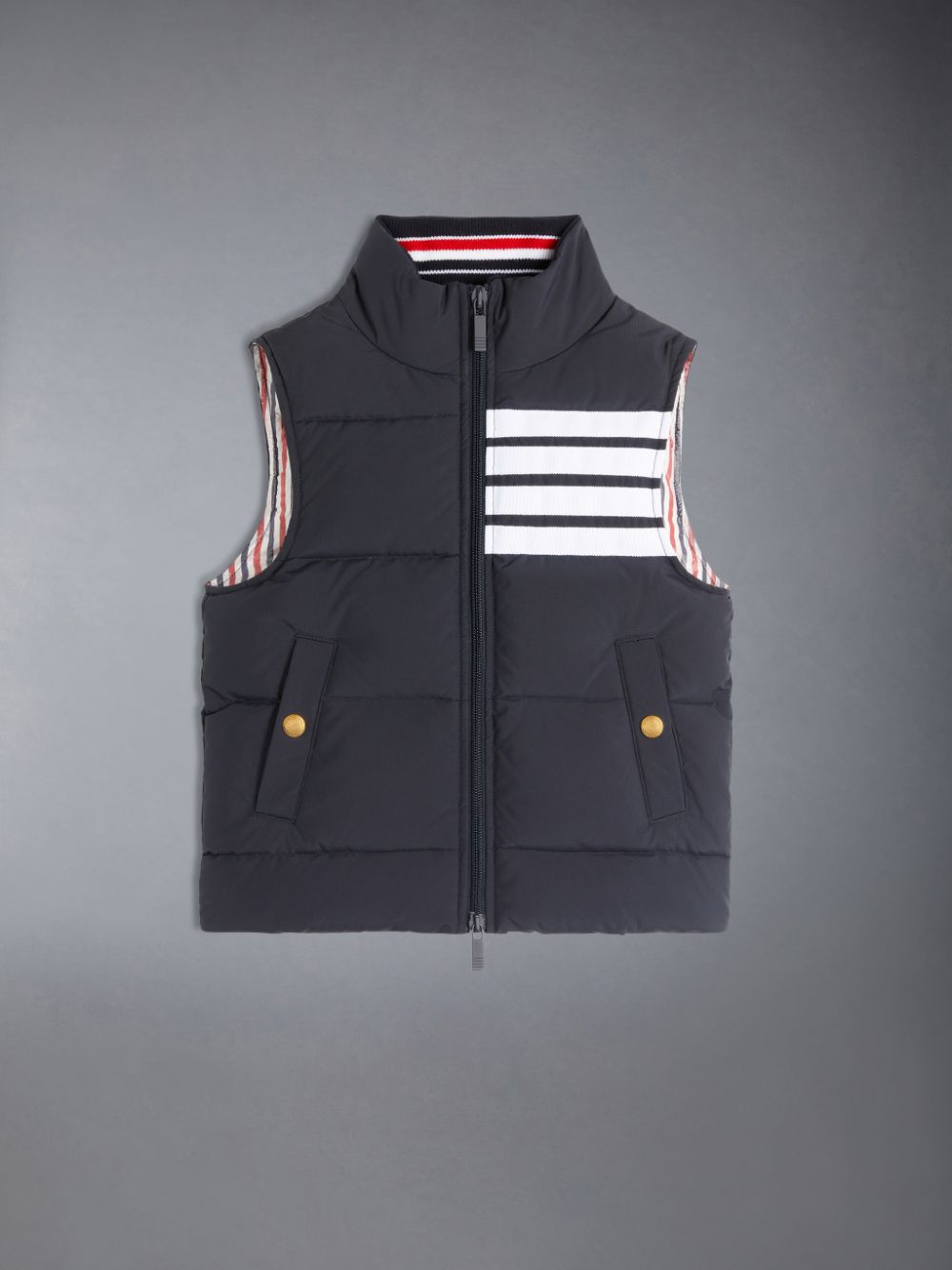 Thom Browne Downfilled Ripstop 4-Bar Ragazzo Gilet Blu | TVM46R40550