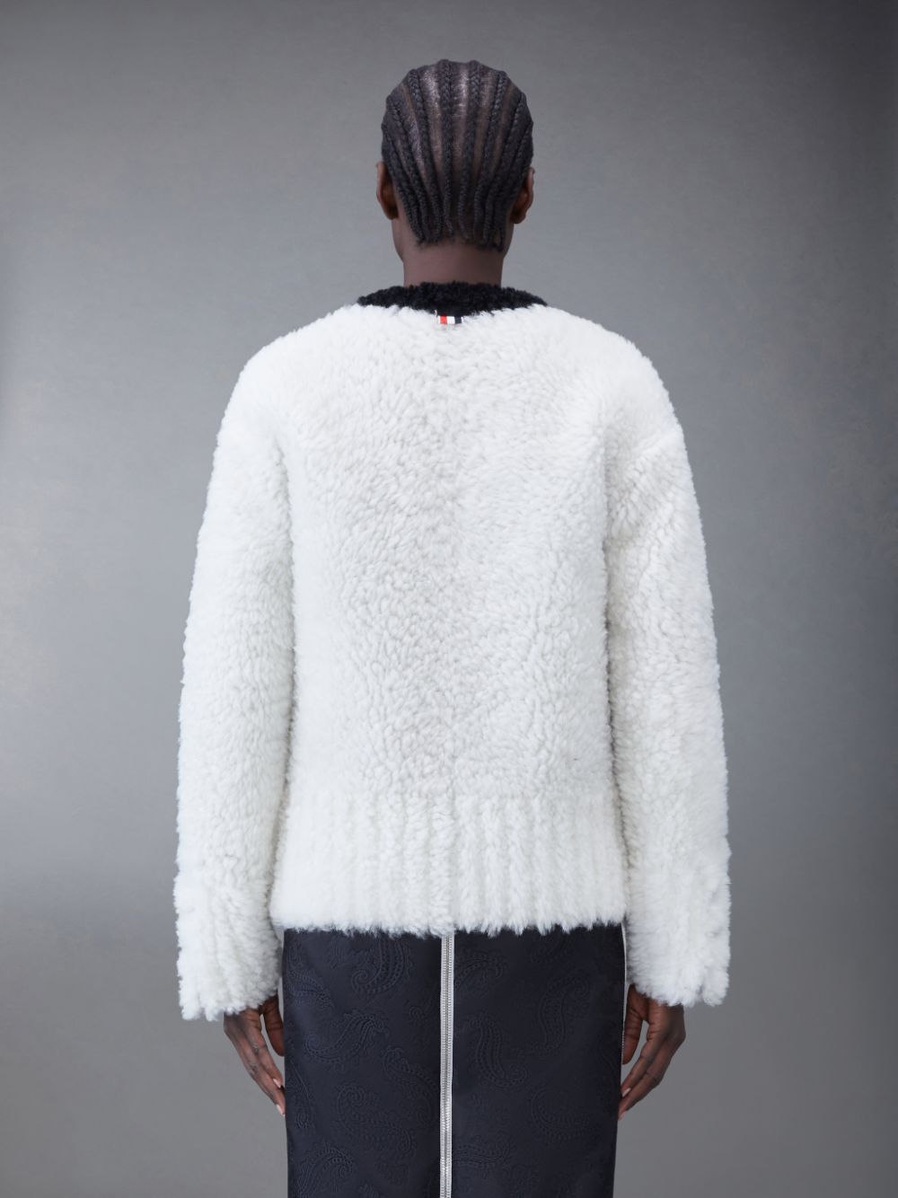 Thom Browne Dyed Shearling Donna Cardigan Bianche | RWO88X81286