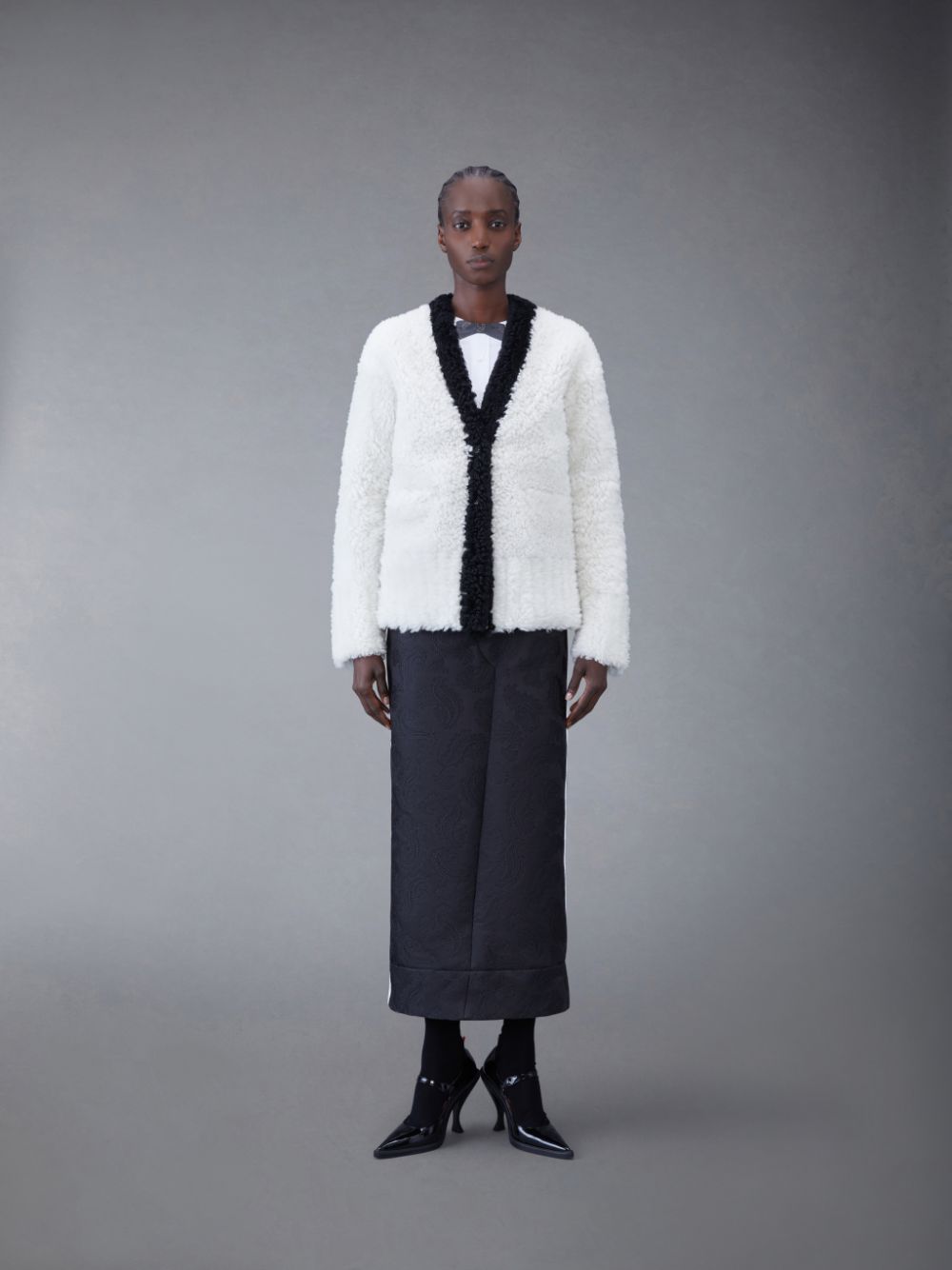 Thom Browne Dyed Shearling Donna Cardigan Bianche | RWO88X81286