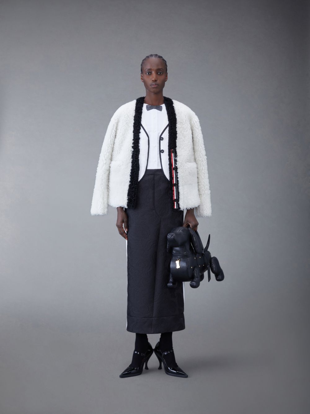 Thom Browne Dyed Shearling Donna Cardigan Bianche | RWO88X81286