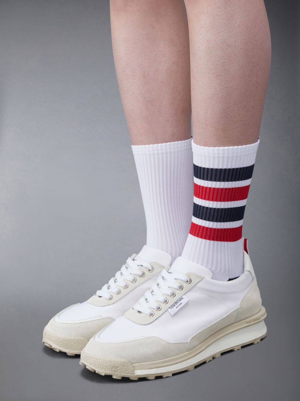 Thom Browne Eco Nylon Alumni Uomo Sneakers Beige | LHT55W08448