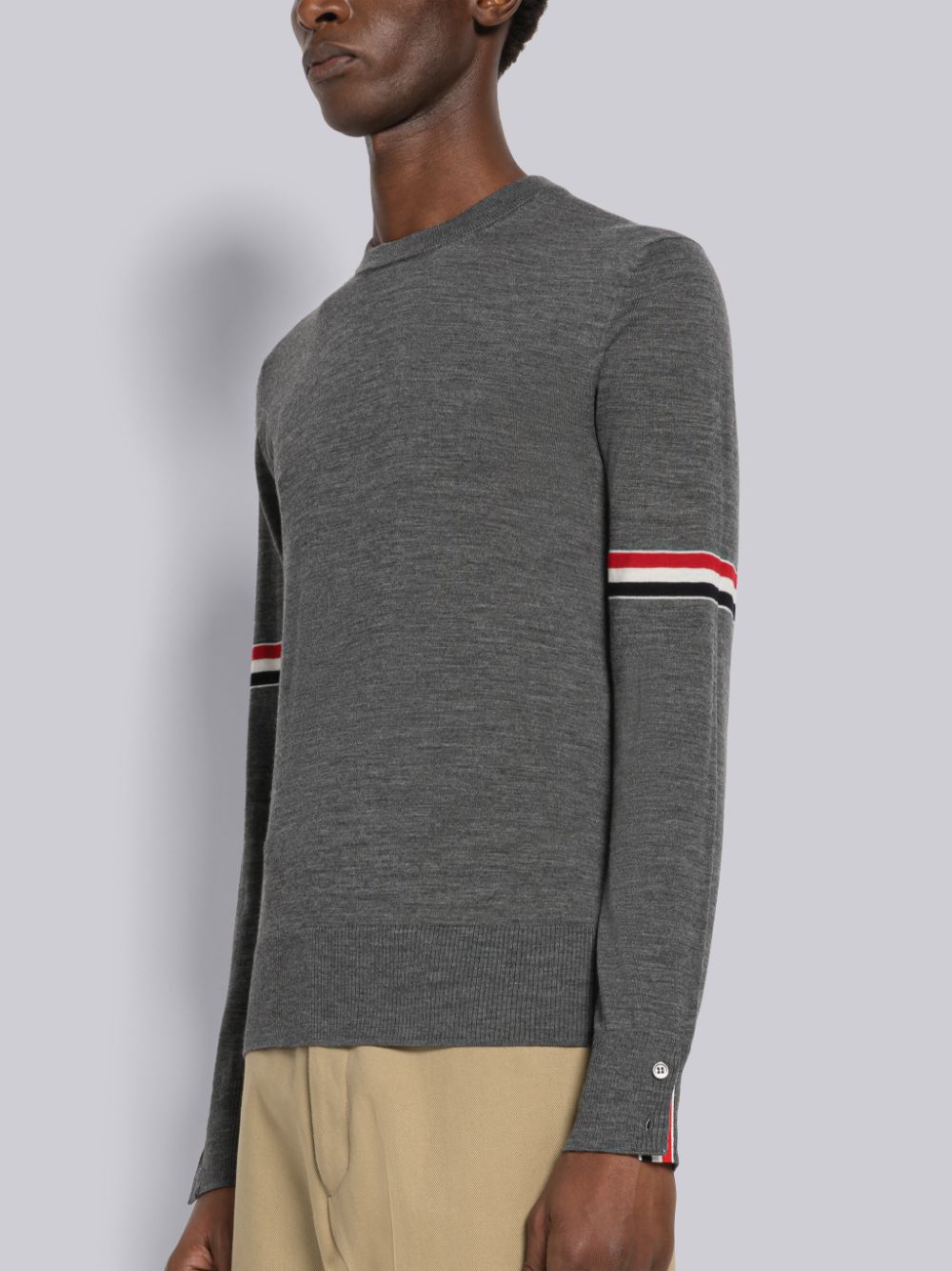 Thom Browne Fine Merino Stripe Crew Neck Uomo Pullover Grigie | UMA58H44472