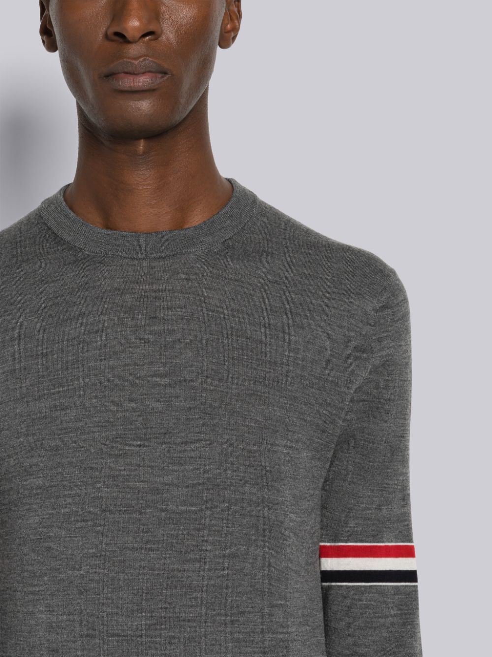 Thom Browne Fine Merino Stripe Crew Neck Uomo Pullover Grigie | UMA58H44472