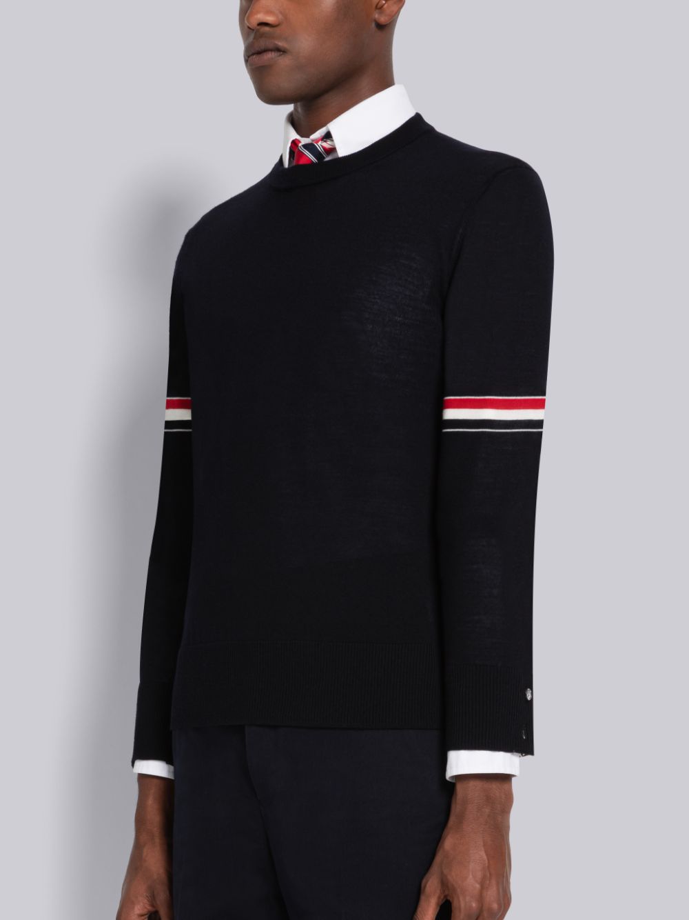 Thom Browne Fine Merino Stripe Relaxed Crew Neck Uomo Cardigan Blu | RYB41V90901