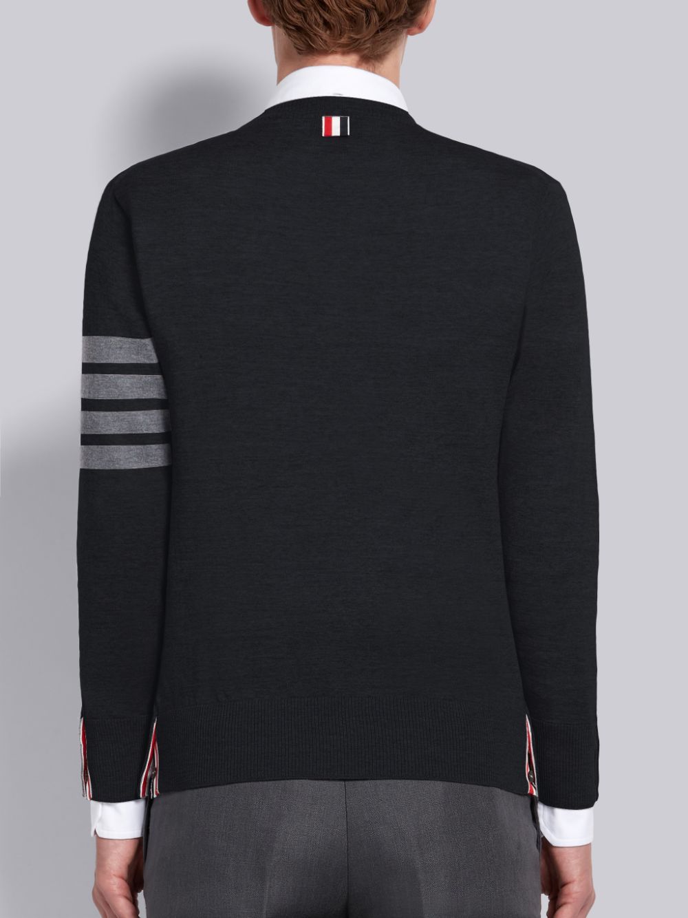 Thom Browne Fine Merino Wool 4-Bar Classic Crewneck Uomo Pullover Nere | IHR55J54868