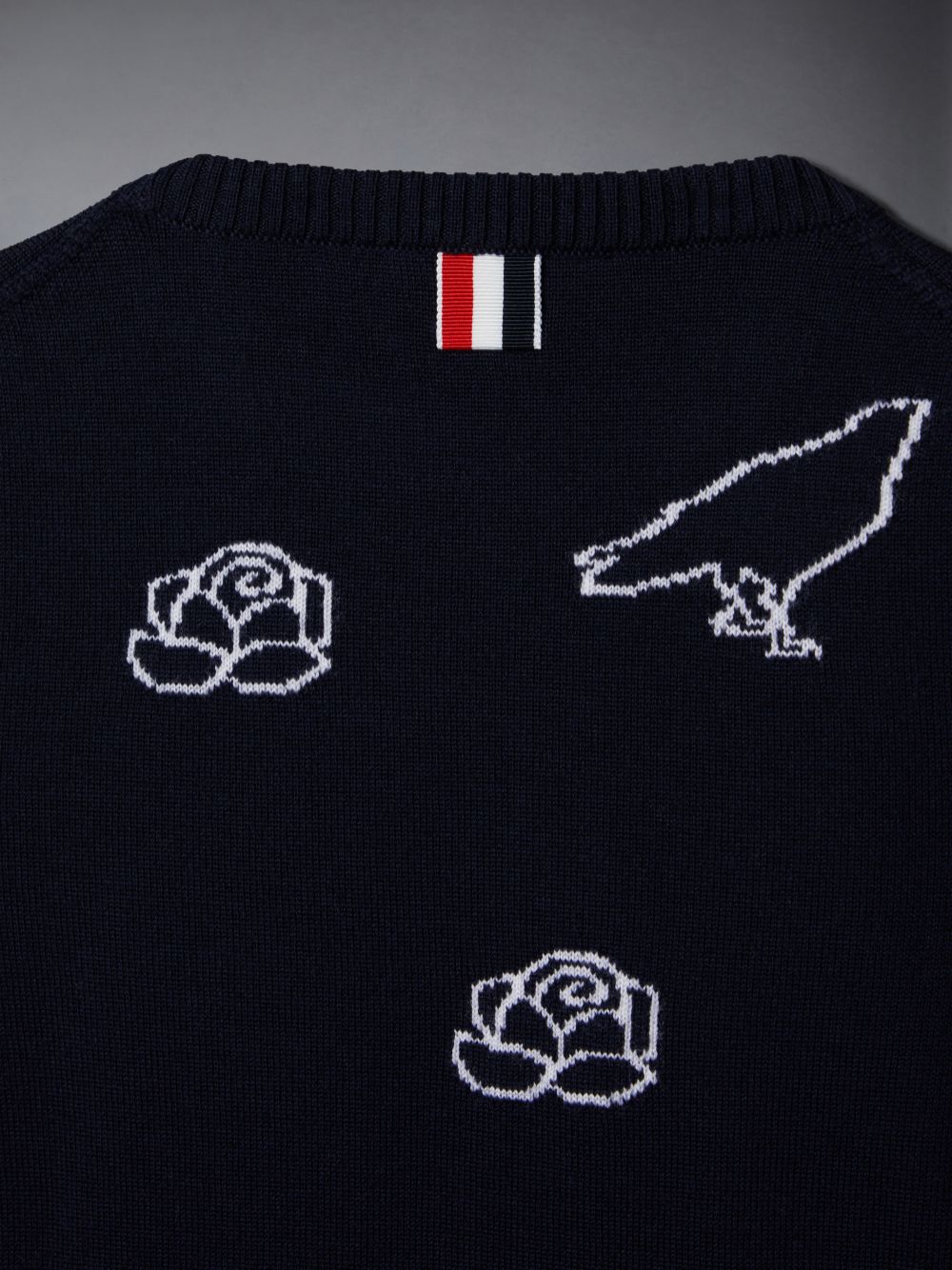 Thom Browne Fine Merino Wool Rose and Raven Ragazzo Pullover Blu | WNM38Q21915