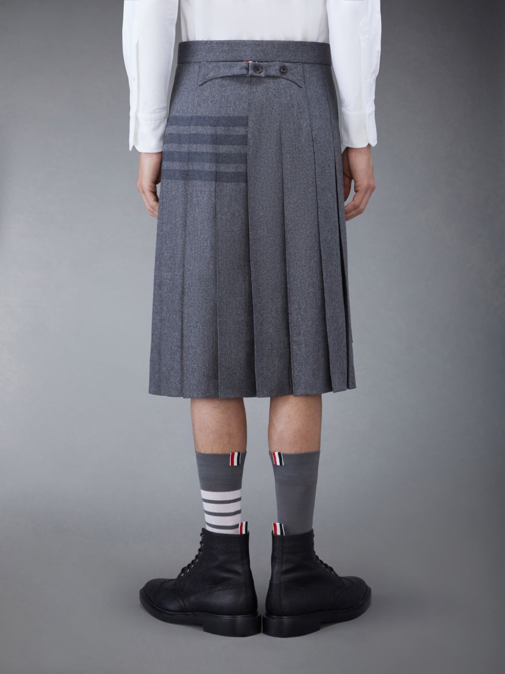 Thom Browne Flannel 4-Bar Knee Length Classic Pleated Uomo Gonne Grigie | HLM70D40197