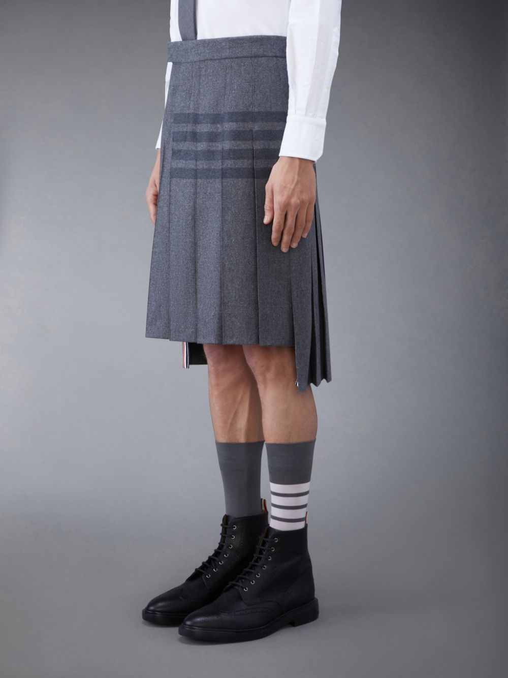 Thom Browne Flannel 4-Bar Knee Length Classic Pleated Uomo Gonne Grigie | HLM70D40197