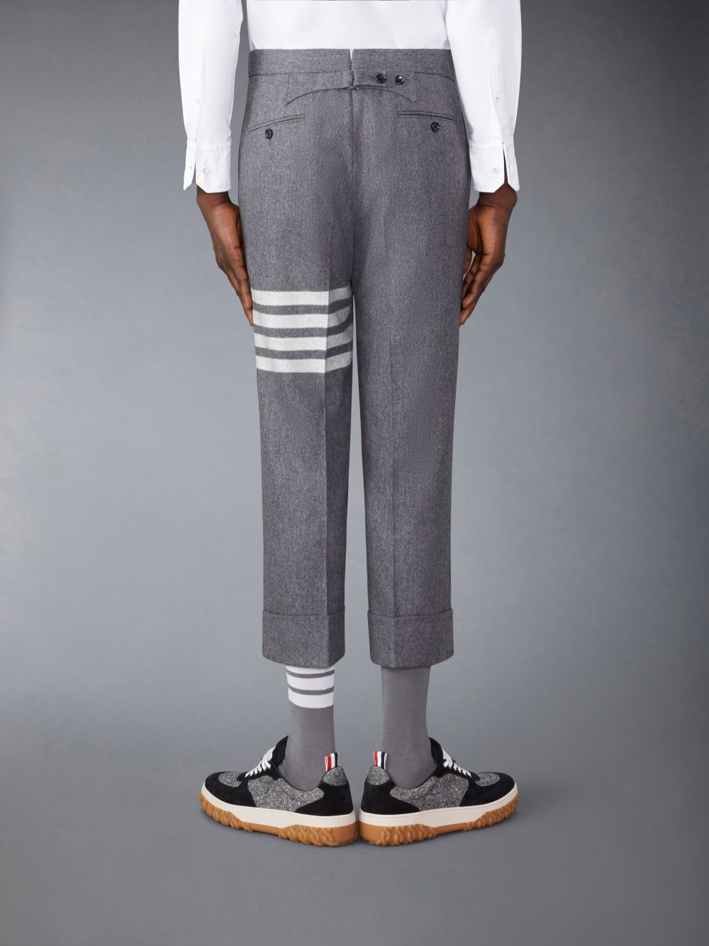 Thom Browne Flannel 4-Bar Low Rise Backstrap Uomo Pantaloni Grigie | MIQ09A65709