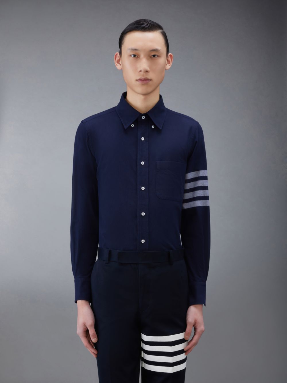 Thom Browne Flannel 4-Bar Uomo Camicie Blu | KII76A11827