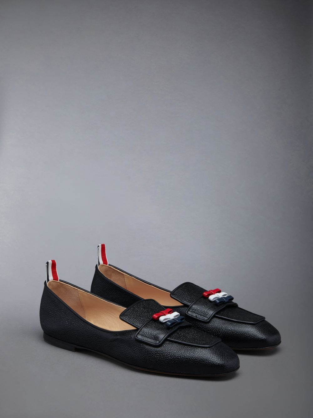 Thom Browne Flexible Leather Sole 3-Bow Donna Mocassini Nere | PTW07E04260