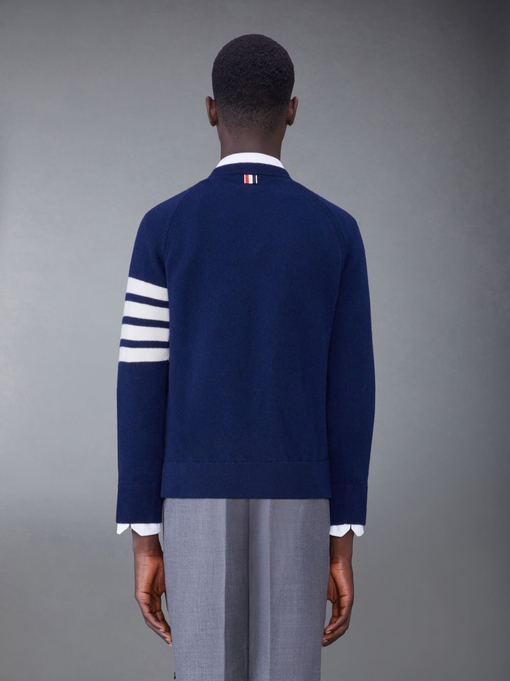 Thom Browne French Terry Cashmere 4-Bar Crewneck Uomo Pullover Blu Marino | PBG17G62941