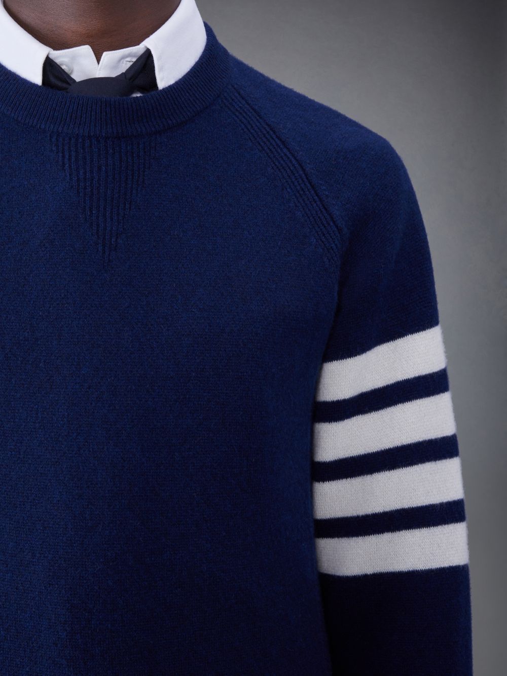 Thom Browne French Terry Cashmere 4-Bar Crewneck Uomo Pullover Blu Marino | PBG17G62941