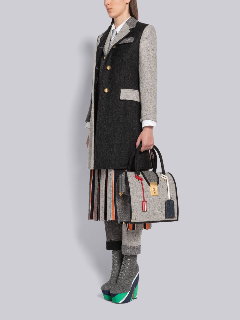 Thom Browne Fun-Mix Solid Donegal Mrs. Donna Borse Tote Grigie | PHU39U08556