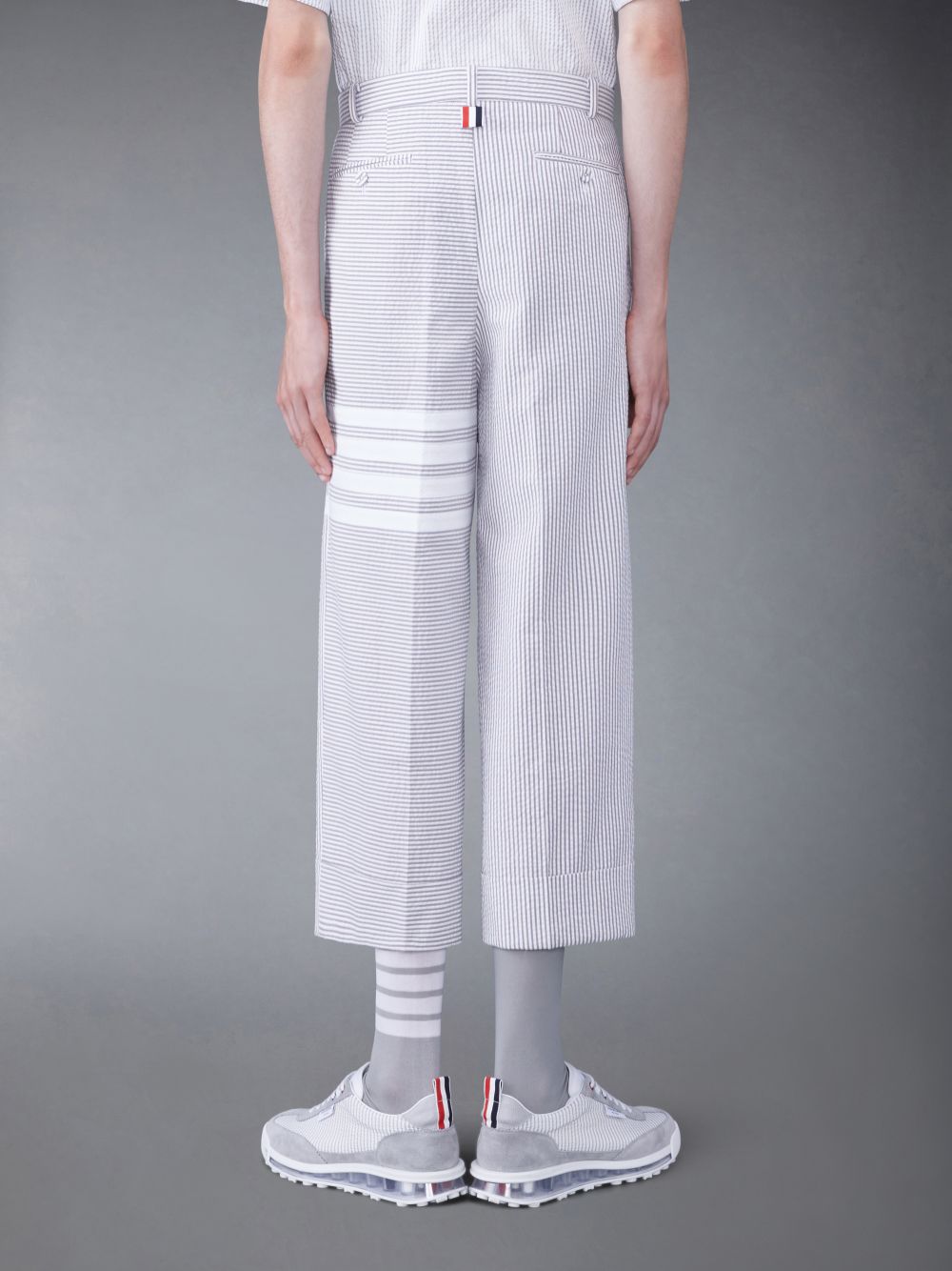 Thom Browne Funmix 4-Bar Seersucker Low Rise Uomo Pantaloni Grigie | XKQ56T58970