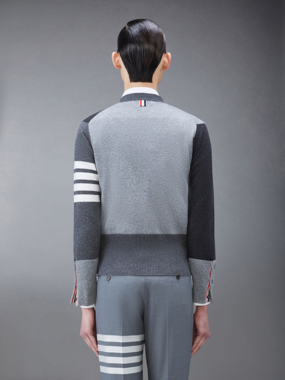 Thom Browne Funmix Cashmere 4-Bar V-Neck Uomo Cardigan Grigie | KWU02L60081