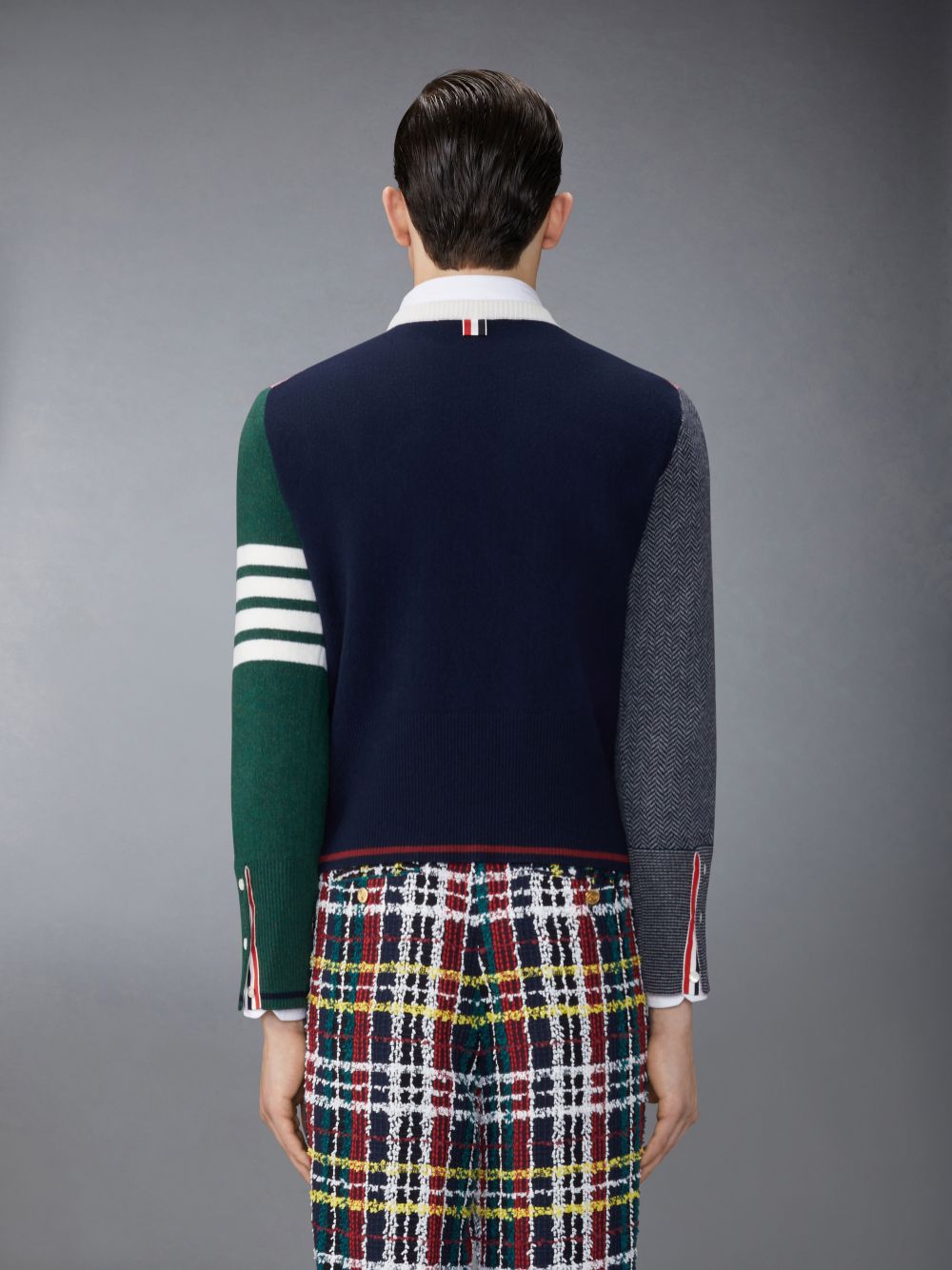 Thom Browne Funmix Merino Wool Herringbone Float Jacquard 4-Bar Classic Crew Neck Uomo Pullover Rosse | RZS71J39192