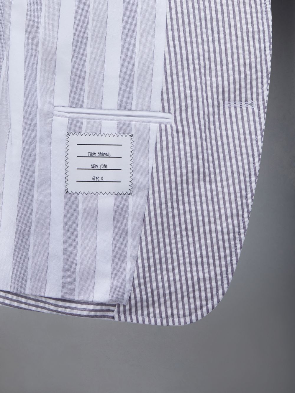 Thom Browne Funmix Seersucker 4-Bar Sack Uomo Giacche Grigie | CGJ31G44956