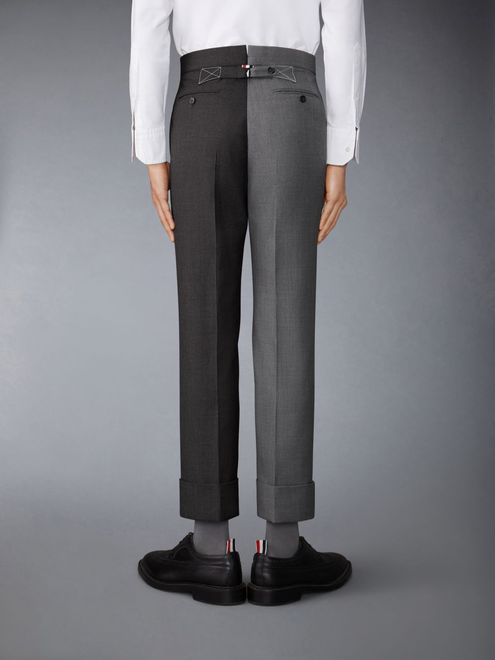 Thom Browne Funmix Twill Contrast Topstitching Classic Back Strap Uomo Pantaloni Grigie | OBJ70J17885