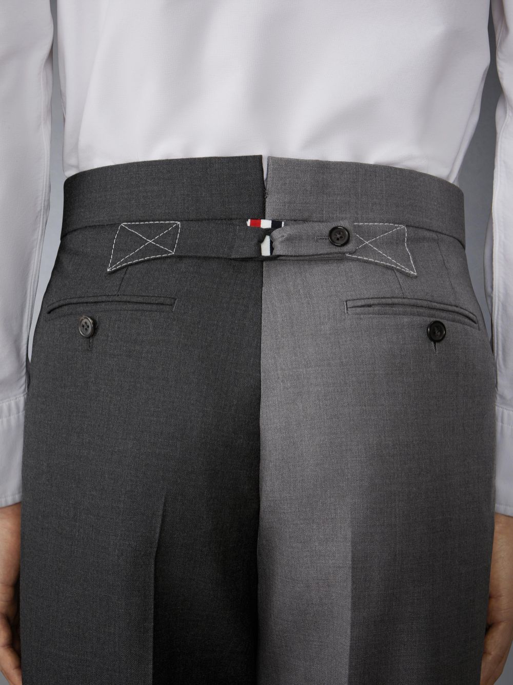 Thom Browne Funmix Twill Contrast Topstitching Classic Back Strap Uomo Pantaloni Grigie | OBJ70J17885