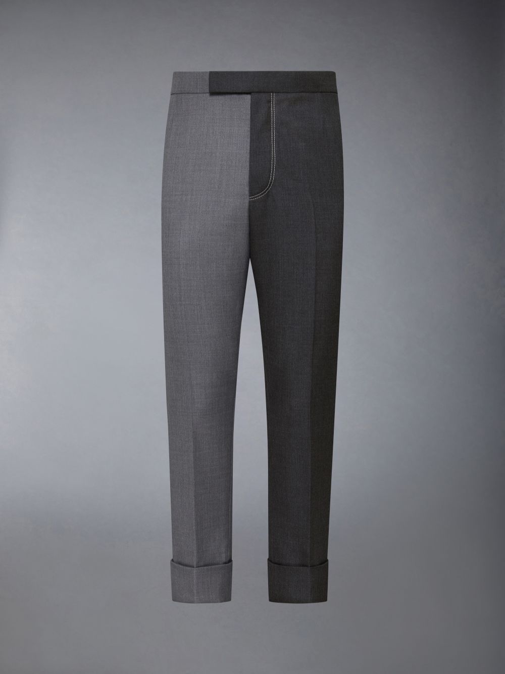 Thom Browne Funmix Twill Contrast Topstitching Classic Back Strap Uomo Pantaloni Grigie | OBJ70J17885