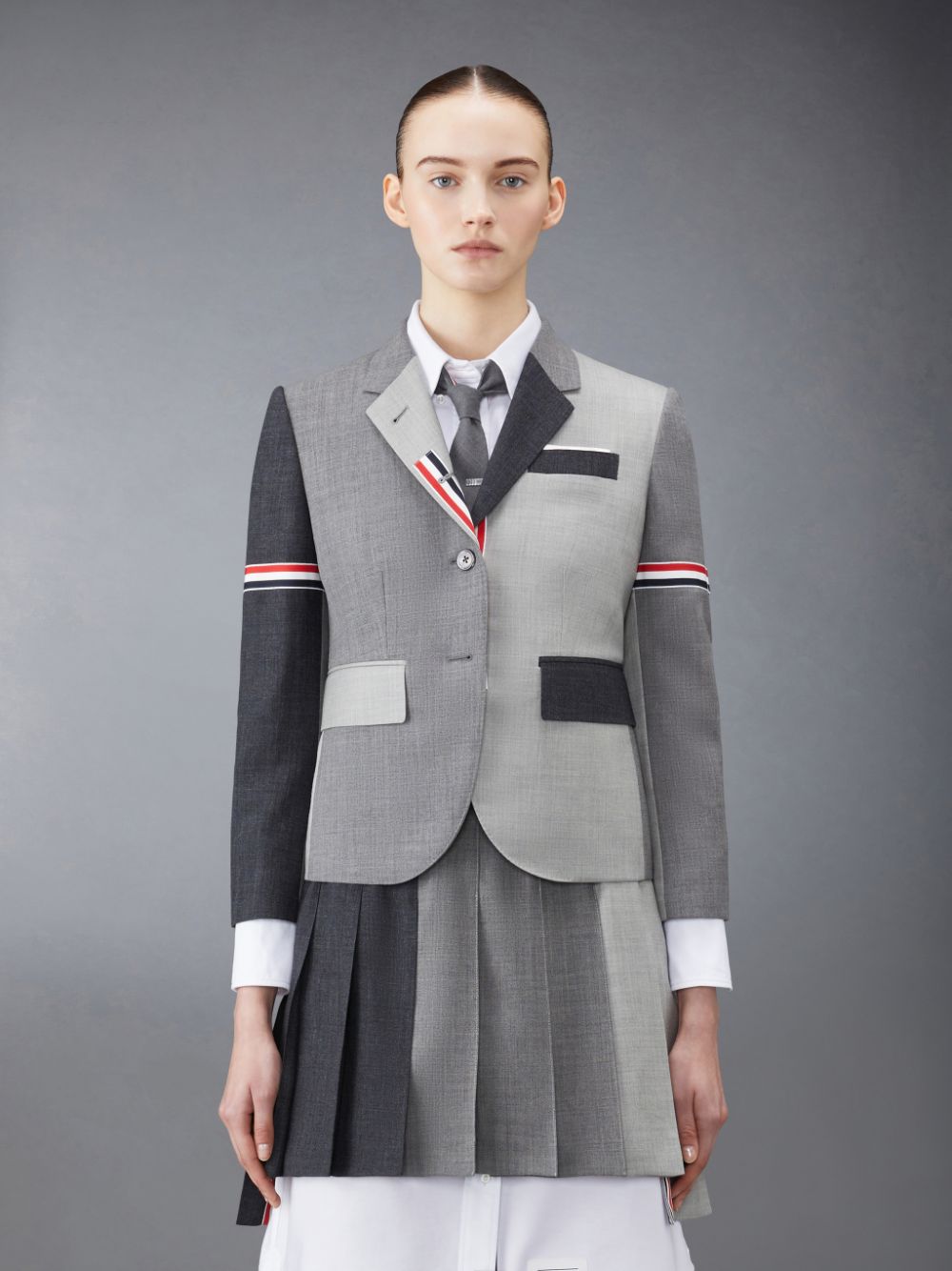 Thom Browne Funmix Wool Fresco High Armhole Sport Donna Cappotti Grigie | VWT53D65959