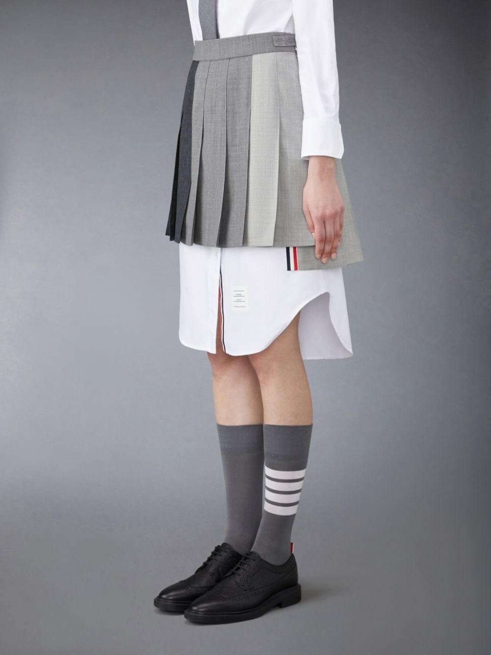 Thom Browne Funmix Wool Fresco Pleated Mini Donna Gonne Grigie | LLM77M75449